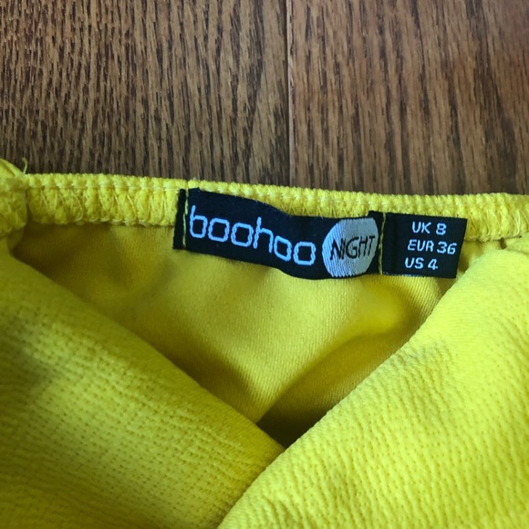 Boohoo Yellow mermaid off-the-shoulder dress - Picture 4 of 4